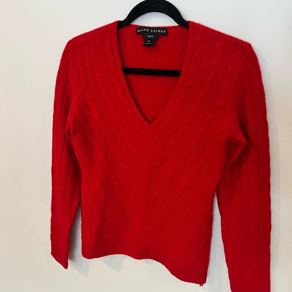 Ralph Lauren Women's V-Neck Red Sweater